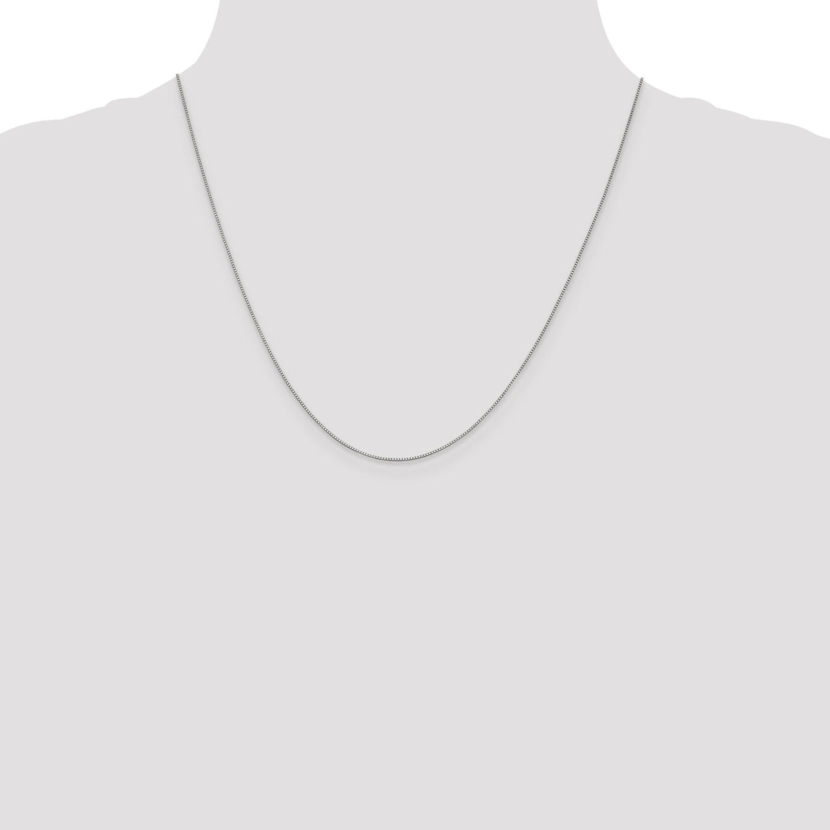 10K White Gold .7mm Box Chain-10KWB050-20