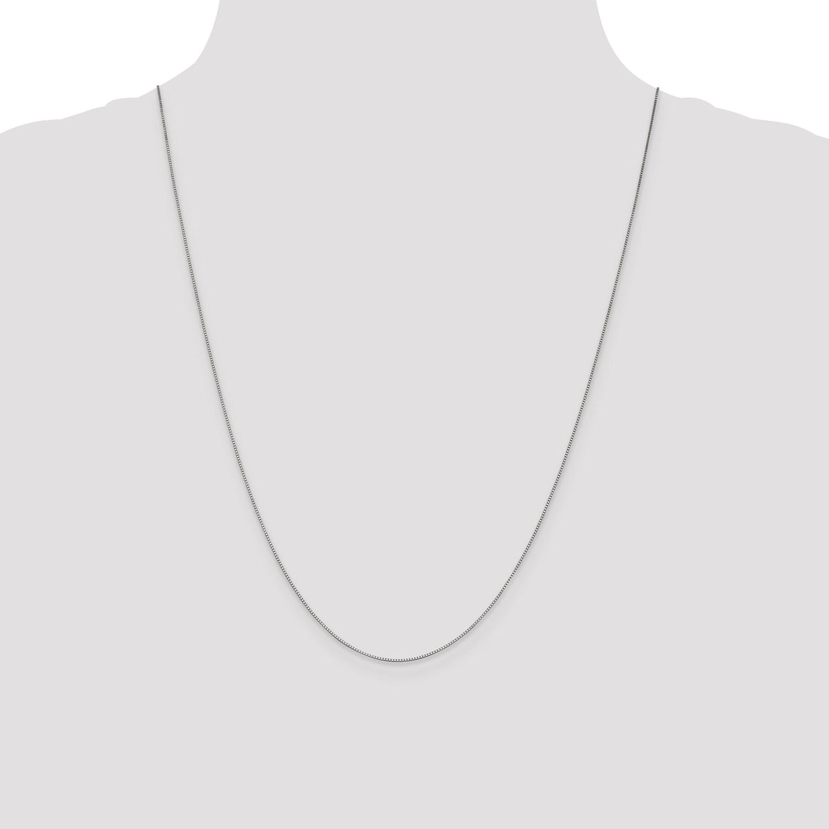 10K White Gold .7mm Box Chain-10KWB050-24