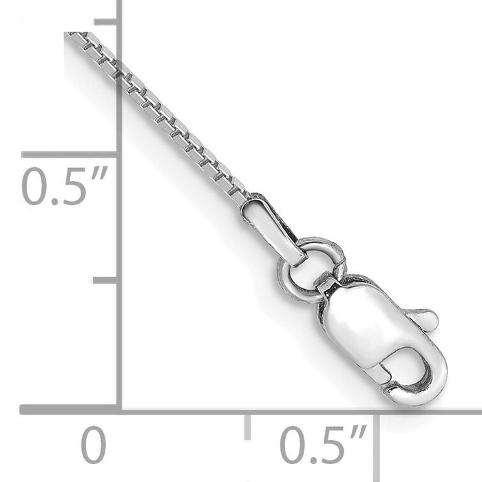 10k White Gold .9mm Box Chain Anklet-10KWB087-9