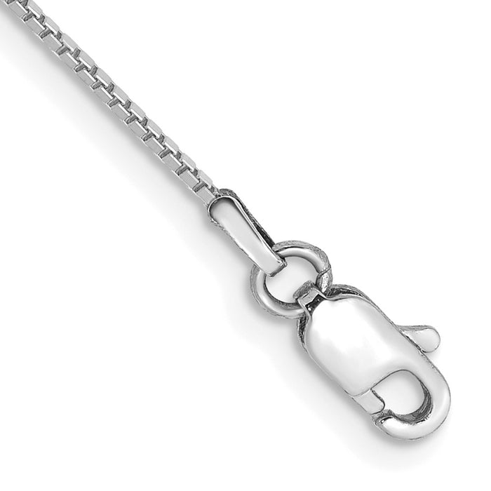 10k White Gold .9mm Box Chain Anklet-10KWB087-9