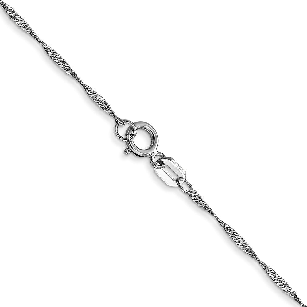 14K White Gold 20 inch Carded 1mm Singapore with Spring Ring Clasp Chain-10SW-20