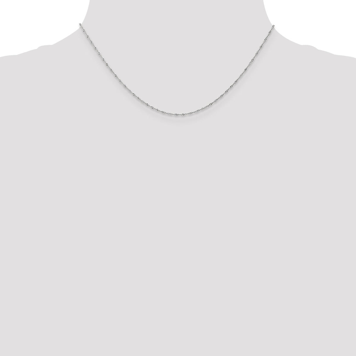 14k White Gold 1mm Carded Singapore Chain-10SW-16