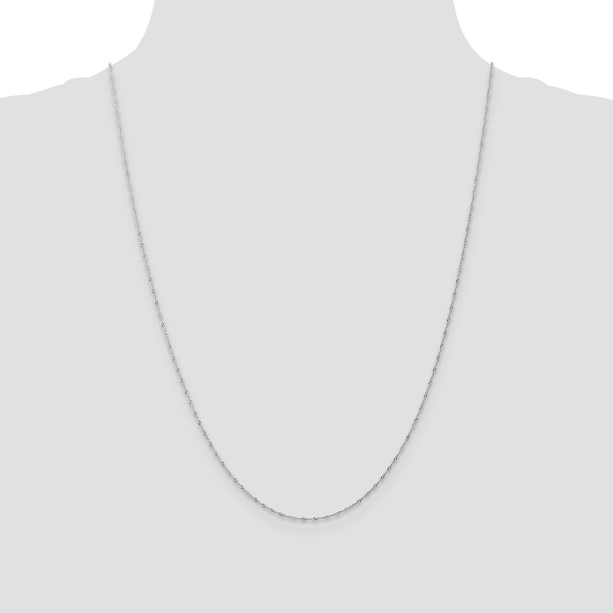 14k White Gold 1mm Carded Singapore Chain-10SW-24