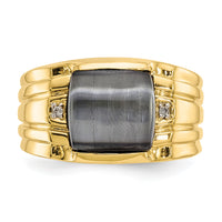 10k Gray Cats Eye & .01ct Diamond Mens Ring-10X12