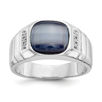 14k White Gold Diamond and Grey Cat's Eye Ring-X146