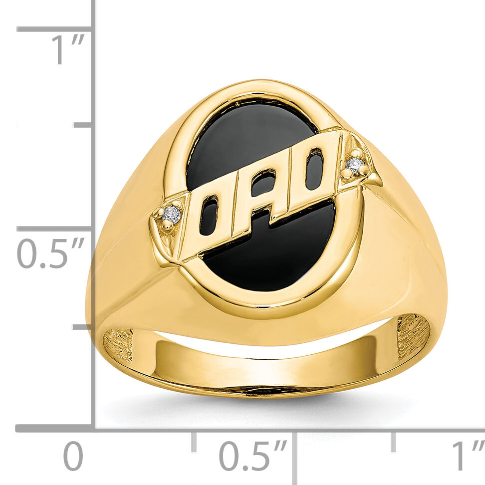 14k Men's Diamond and Black Onyx DAD Ring-X147