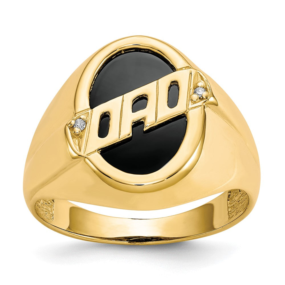 14k Men's Diamond and Black Onyx DAD Ring-X147