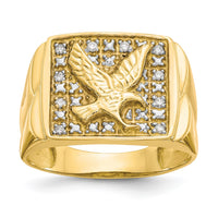 14k and Rhodium Men's .10ct Diamond Eagle Ring-X19