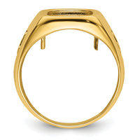 10k Men's Polished and Textured Masonic Ring Mounting-10X24B