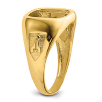 10k Men's Polished and Textured Masonic Ring Mounting-10X24B
