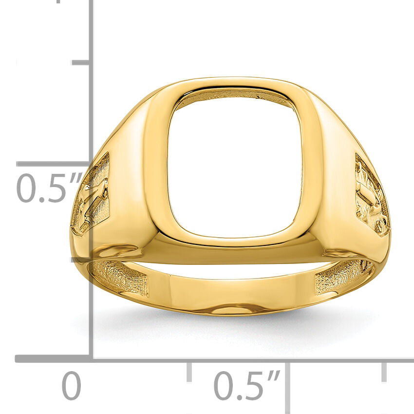 10k Men's Polished and Textured Masonic Ring Mounting-10X24B