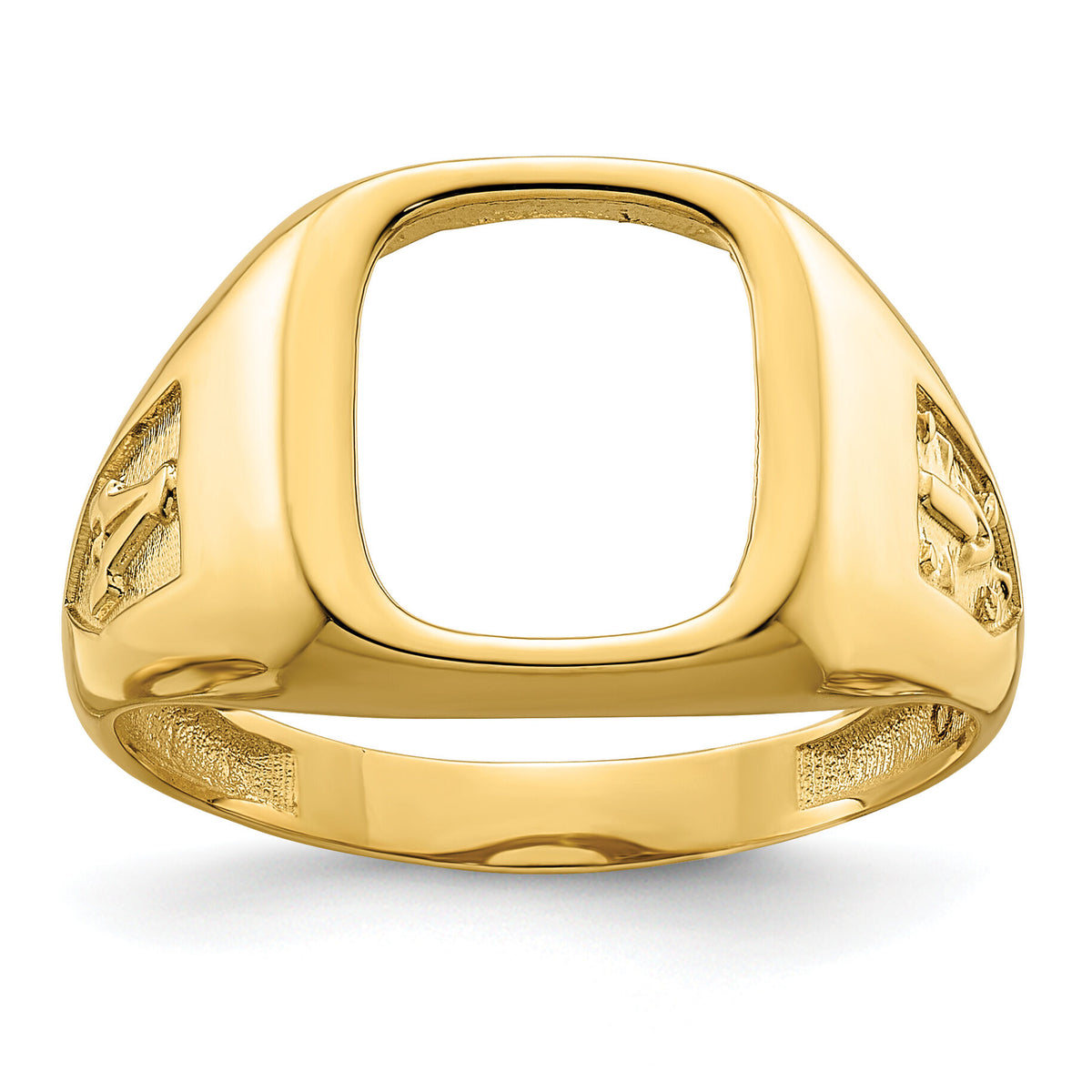 10k Men's Polished and Textured Masonic Ring Mounting-10X24B