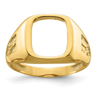 10k Men's Polished and Textured Masonic Ring Mounting-10X24B