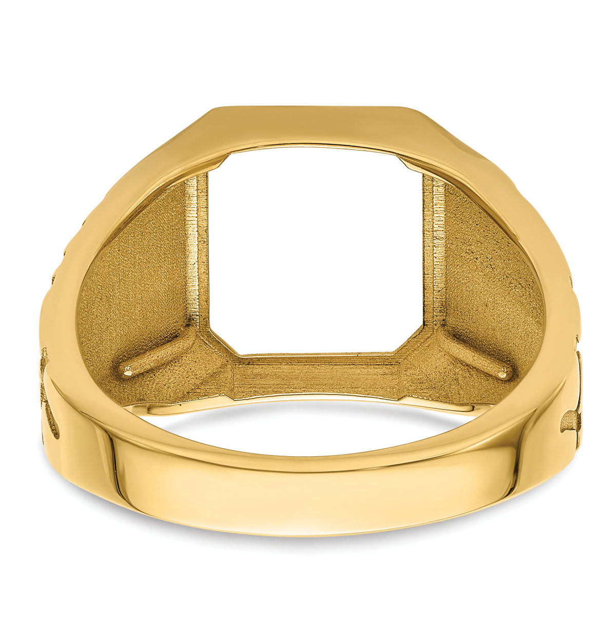 10k Men's Polished and Grooved Masonic Ring Mounting-10X27B