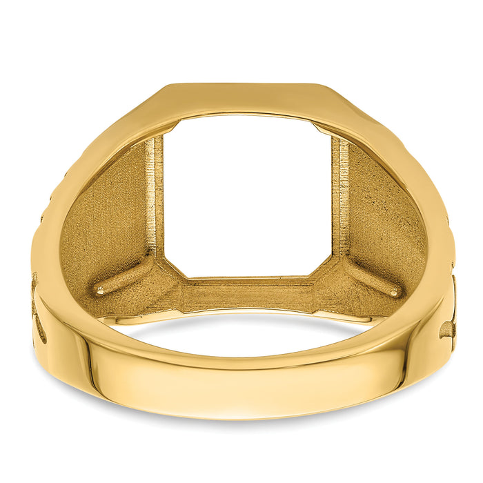 10k Men's Polished and Grooved Masonic Ring Mounting-10X27B