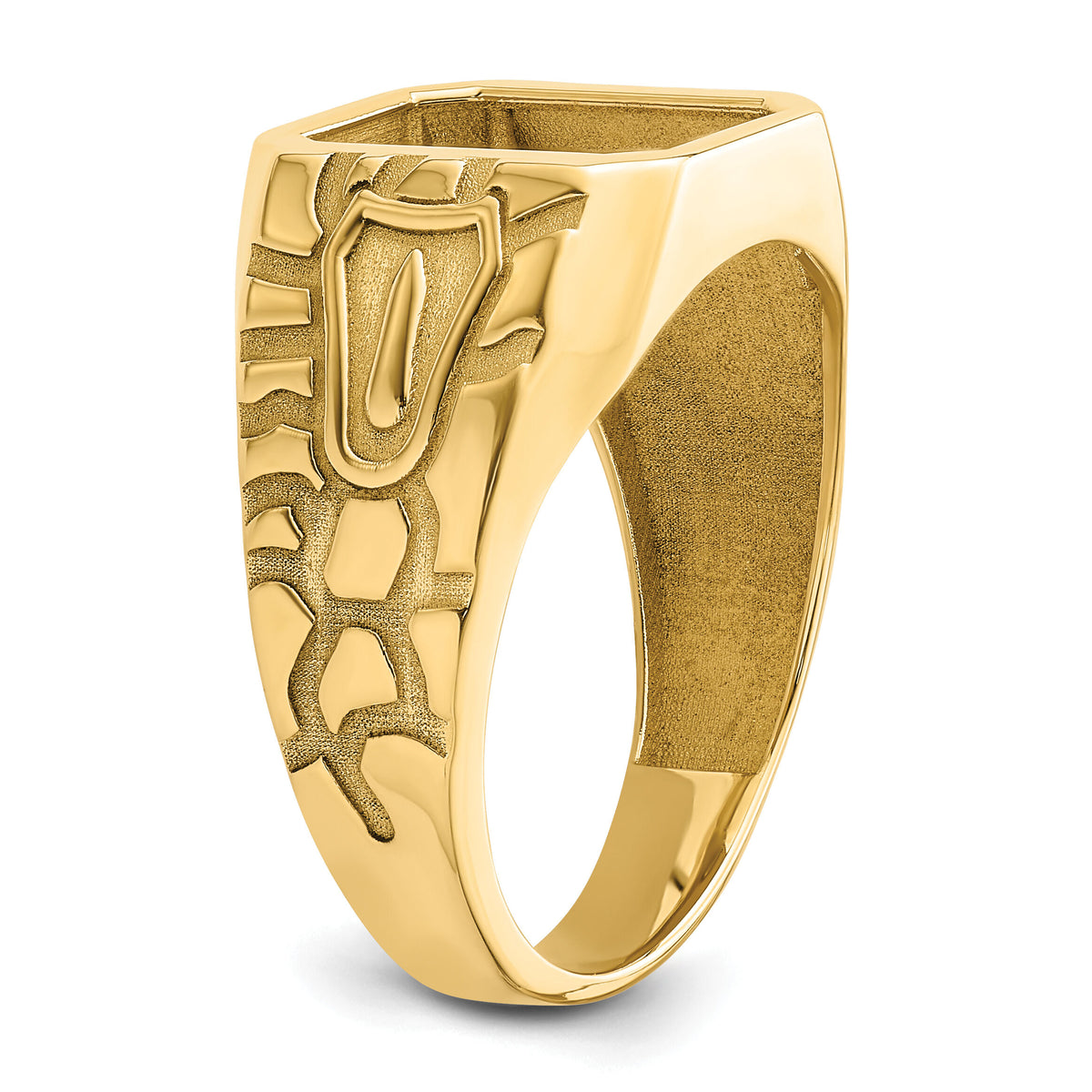 10k Men's Polished and Grooved Masonic Ring Mounting-10X27B