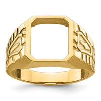10k Men's Polished and Grooved Masonic Ring Mounting-10X27B