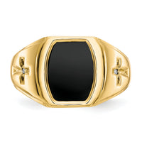 10k Onyx & .01ct Diamond Mens Cross Ring-10X32