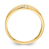 10k & Rhodium .01ct. Diamond Trio Men's Cross Wedding Band-10X74