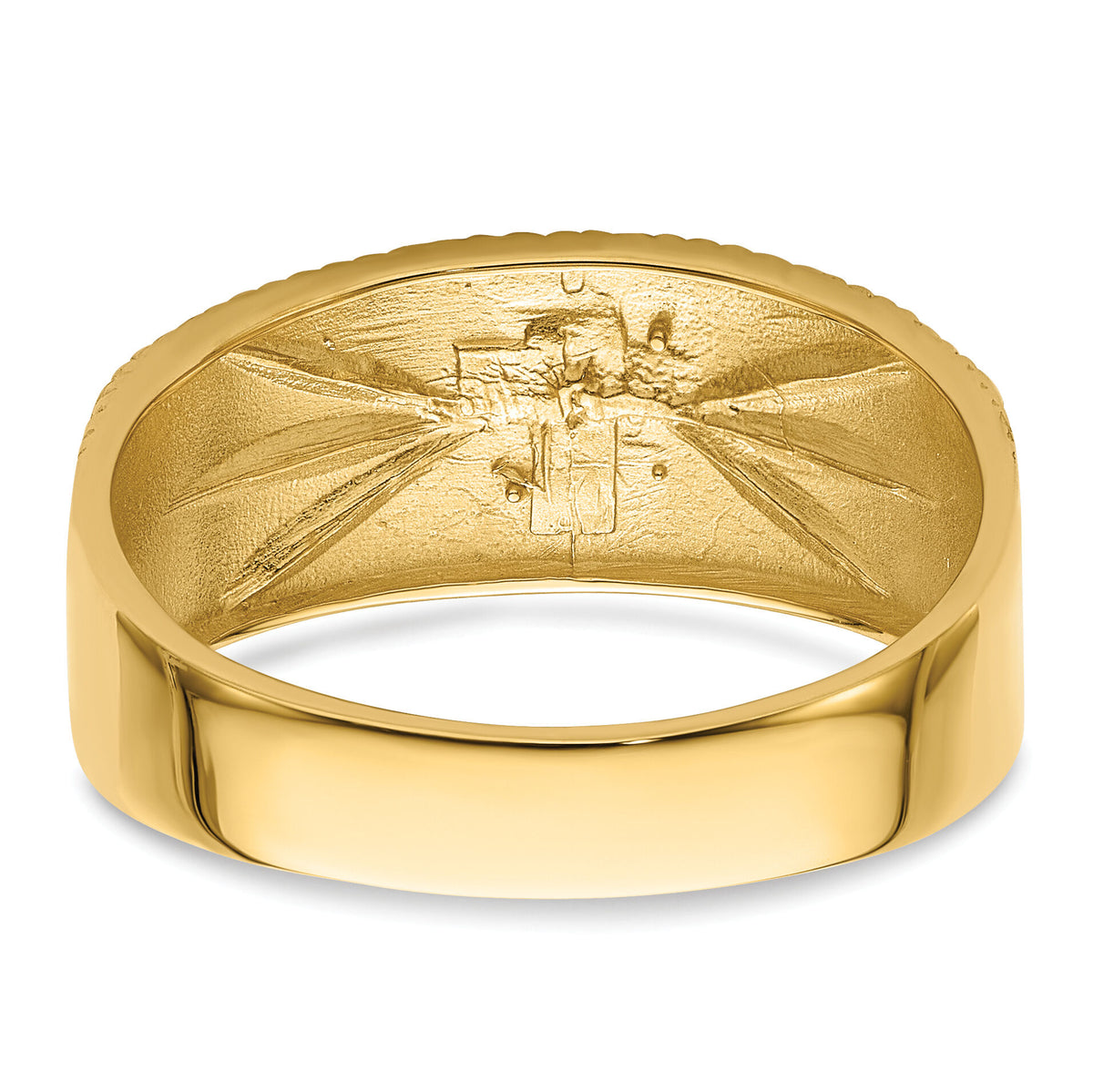 14k Men's with Rhodium Cross Wedding Ring Mounting-X74B