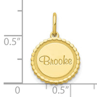 10k Yellow Gold Scalloped Disc with Name Charm-10XNA107Y