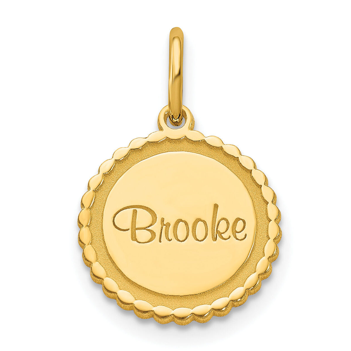 10k Yellow Gold Scalloped Disc with Name Charm-10XNA107Y