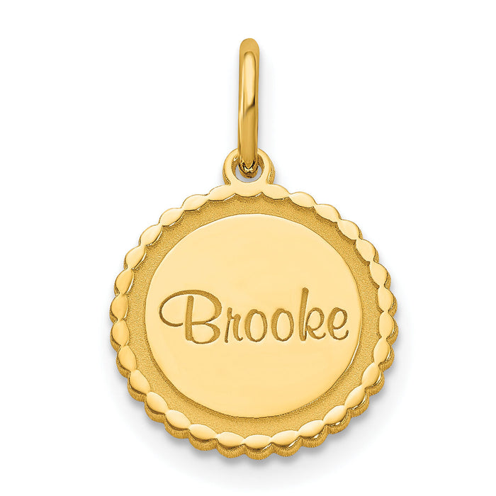 10k Yellow Gold Scalloped Disc with Name Charm-10XNA107Y