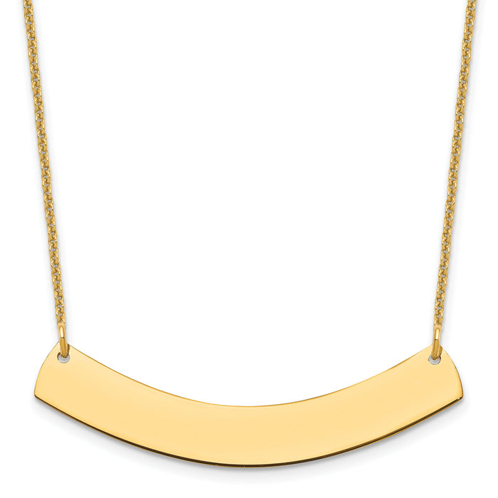 10k Yellow Gold Medium Curved Blank Bar Necklace-10XNA1205Y