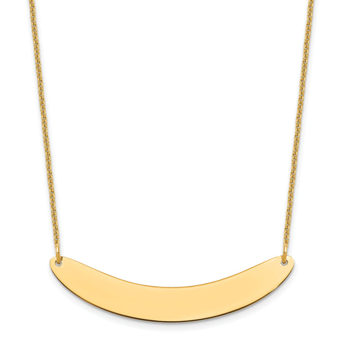 10k Yellow Gold Medium Curved Blank Bar Necklace-10XNA1206Y