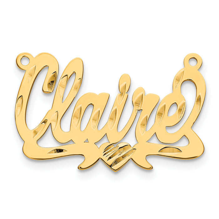 10k Yellow Gold Diamond-cut Heart Name Plate-10XNA155Y