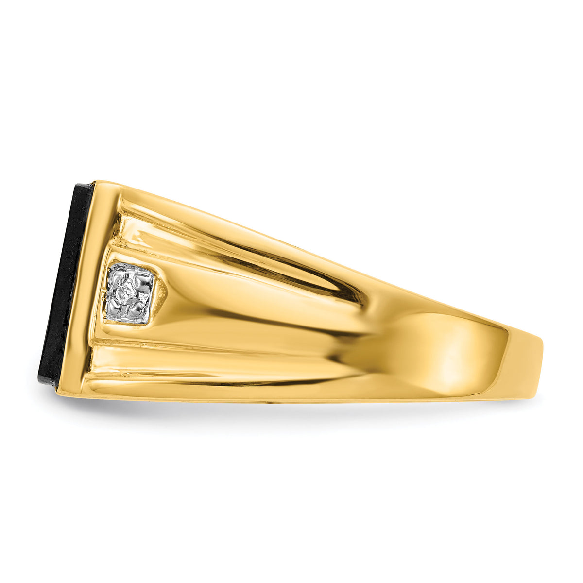 10K Men's Onyx and Diamond Ring-10Y1542AA