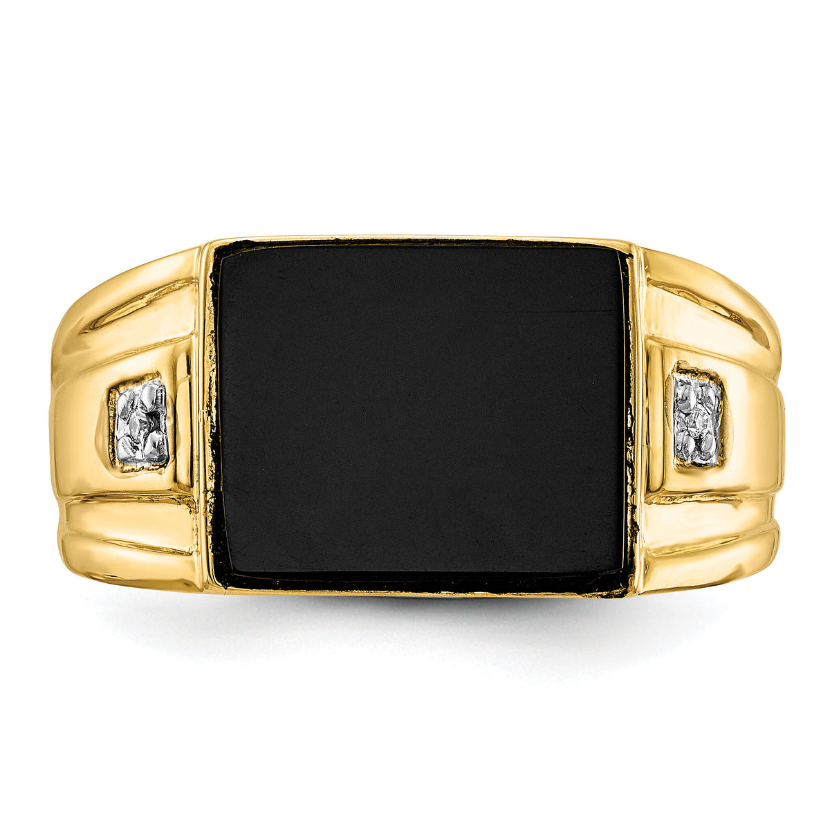 10K Men's Onyx and Diamond Ring-10Y1542AA