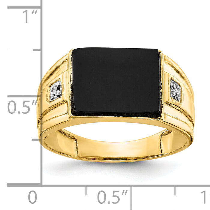 10K Men's Onyx and Diamond Ring-10Y1542AA