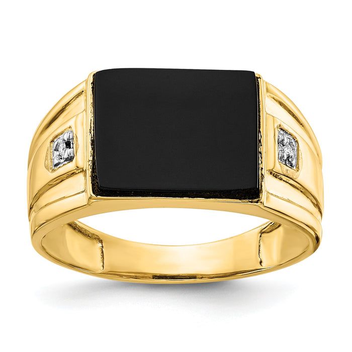 10K Men's Onyx and Diamond Ring-10Y1542AA