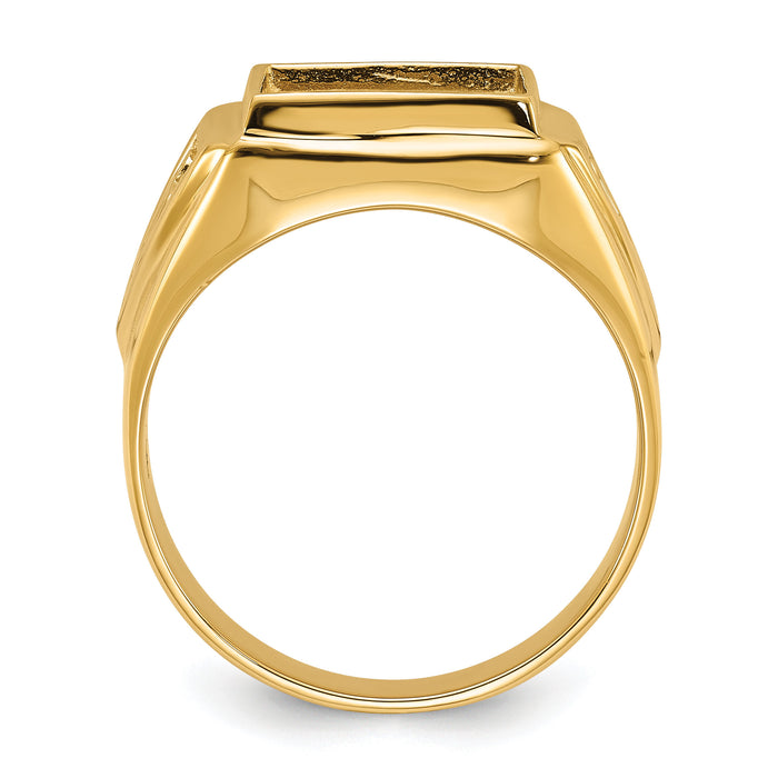 10k Men's Polished and Textured Masonic Ring Mounting-10Y1576