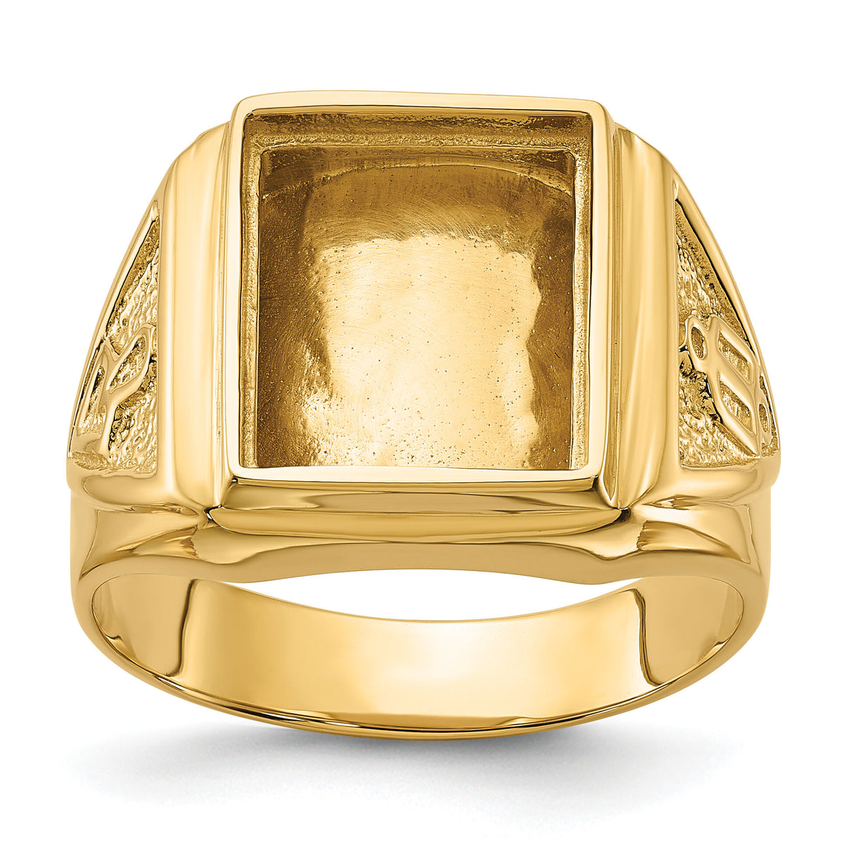 10k Men's Polished and Textured Masonic Ring Mounting-10Y1576