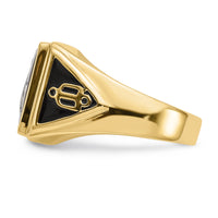 10k Men's Textured w/ Black Enamel & Lab Cr. Ruby Masonic Ring-10Y1576M
