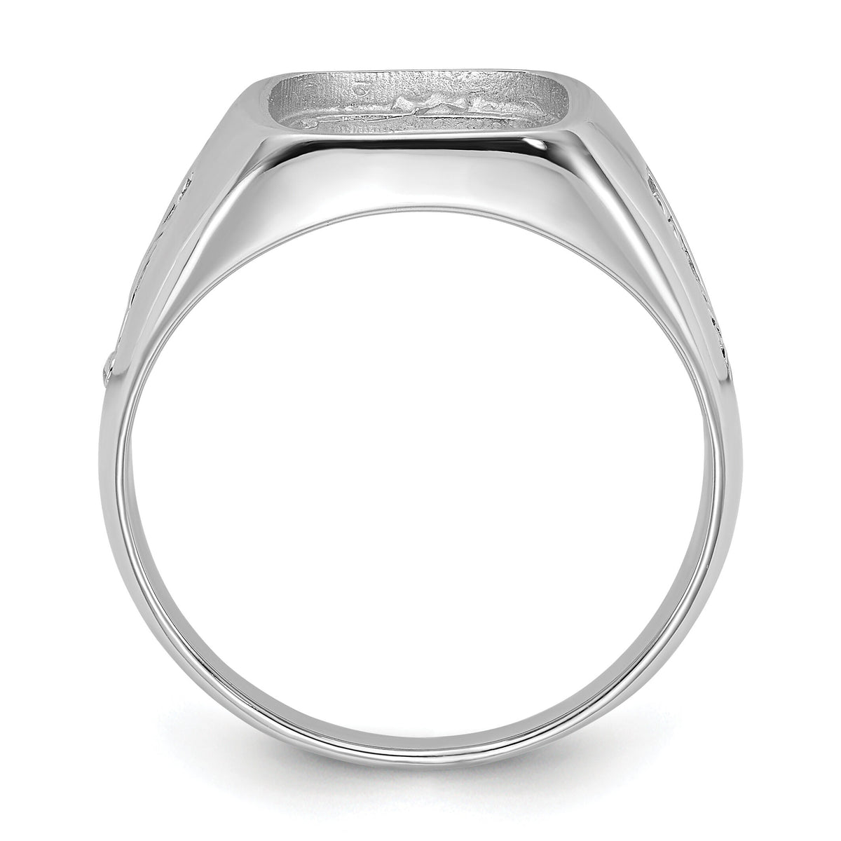 10k White Gold Men's Polished and Grooved Masonic Ring Mounting-10Y1589