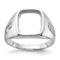 10k White Gold Men's Polished and Grooved Masonic Ring Mounting-10Y1589