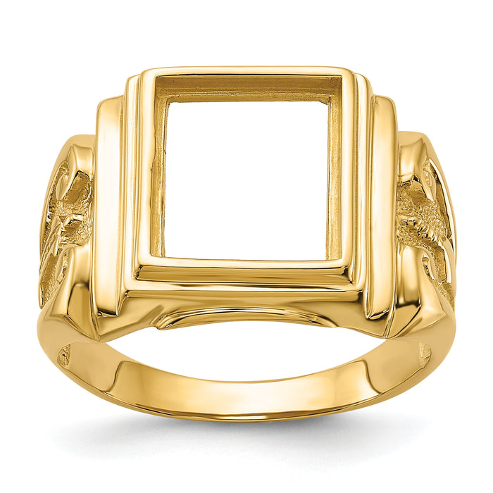 10k Men's Polished and Textured Masonic Ring Mounting-10Y1593
