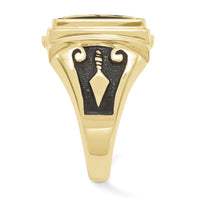 10k Men's Polished and Textured with Black Enamel and Onyx Masonic Ring-10Y1593M