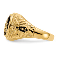 10k Polished, Antiqued and Nugget Texture Diamond Masonic Ring-10Y4035AA
