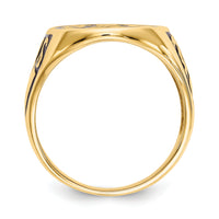 10k Men's Polished and Grooved with Black Enamel Masonic Ring-10Y4041M