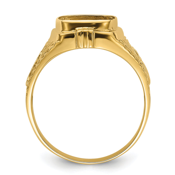 10k Men's Polished and Textured Masonic Ring Mounting-10Y4078