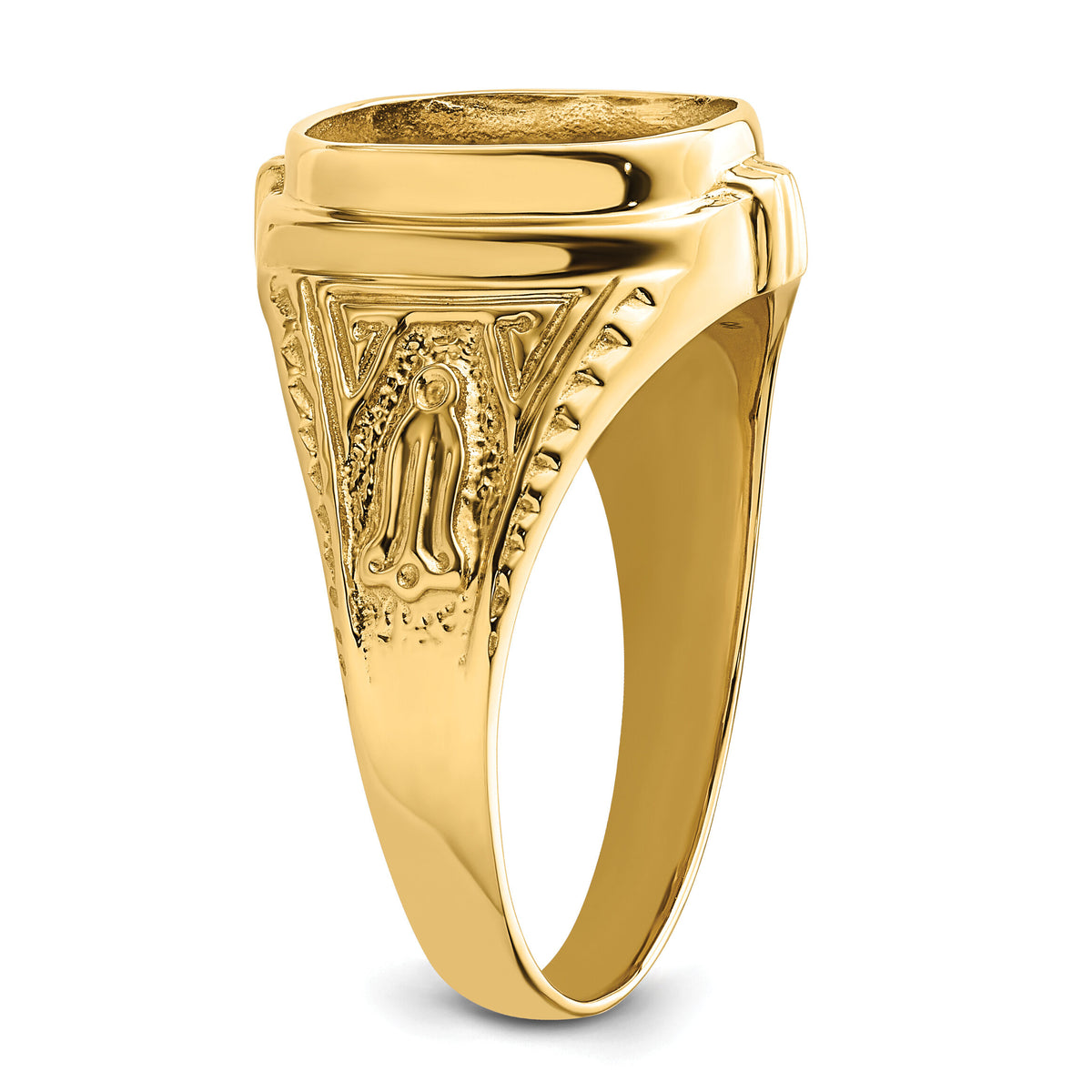 10k Men's Polished and Textured Masonic Ring Mounting-10Y4078