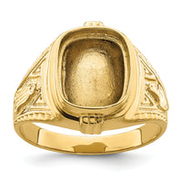 10k Men's Polished and Textured Masonic Ring Mounting-10Y4078