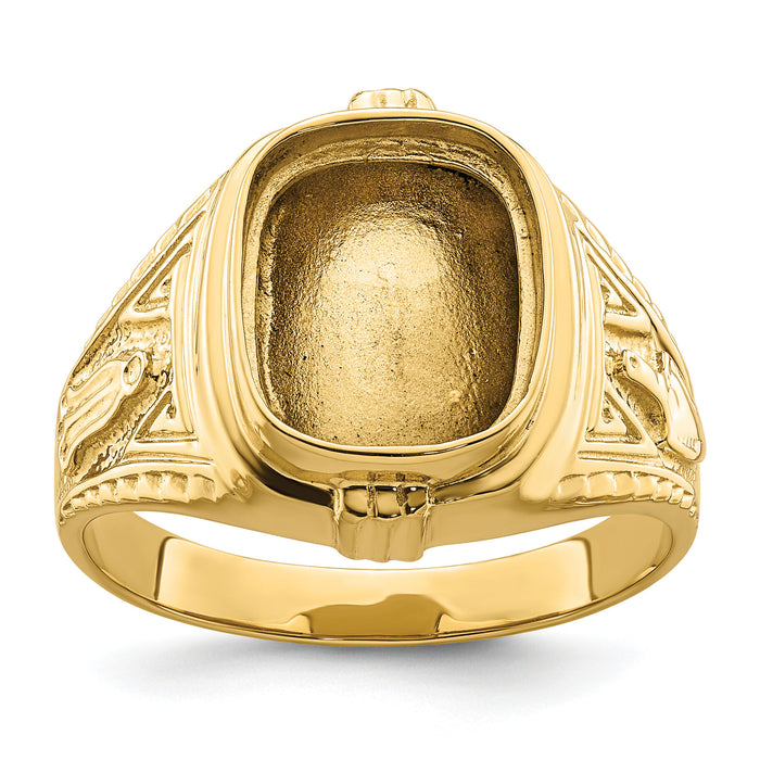 10k Men's Polished and Textured Masonic Ring Mounting-10Y4078