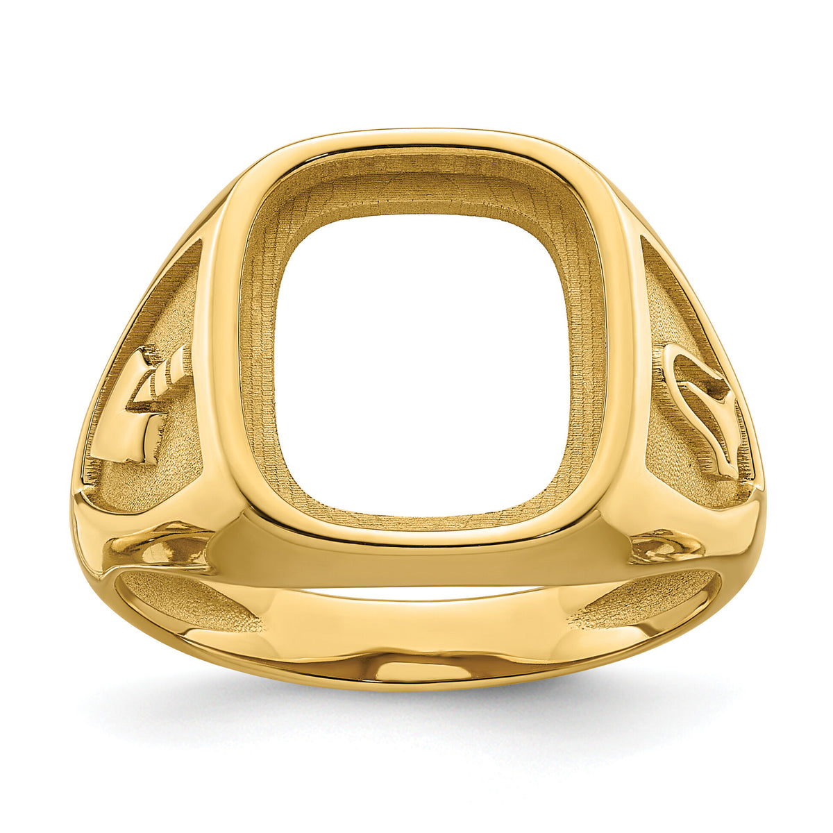 10k Men's Polished and Textured Masonic Ring Mounting-10Y4084