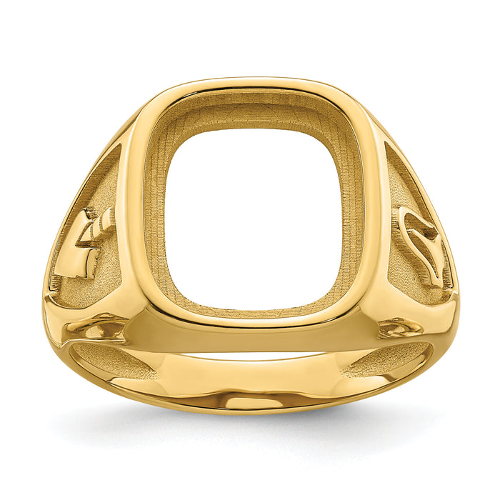 10k Men's Polished and Textured Masonic Ring Mounting-10Y4084