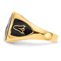 10k Men's Antiqued & Textured w/ Imit. Blue Spinel Masonic Ring-10Y4084M